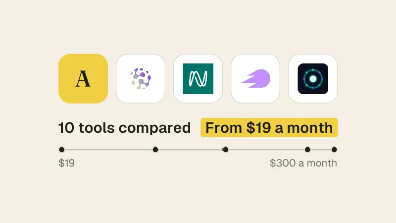 Logos of AI Search Watcher, GEO Tool, SE Visible, Semrush AI Visibility Toolkit, ApexGEO. 10 tools compared, from $19 a month.