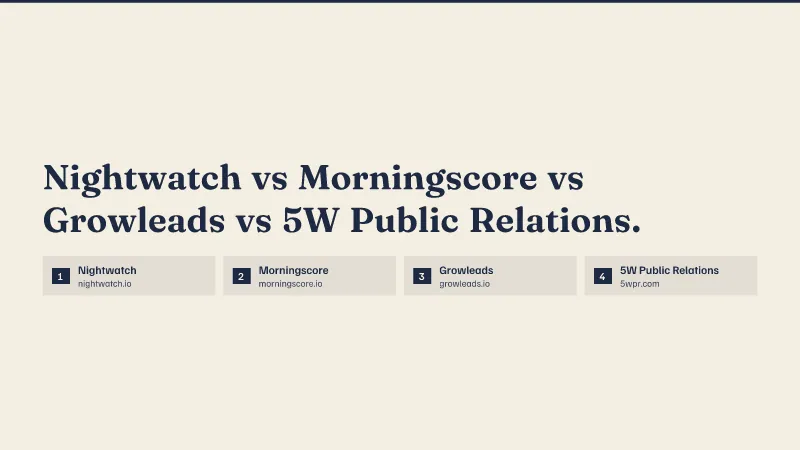 Nightwatch vs Morningscore vs Growleads vs 5W Public Relations.