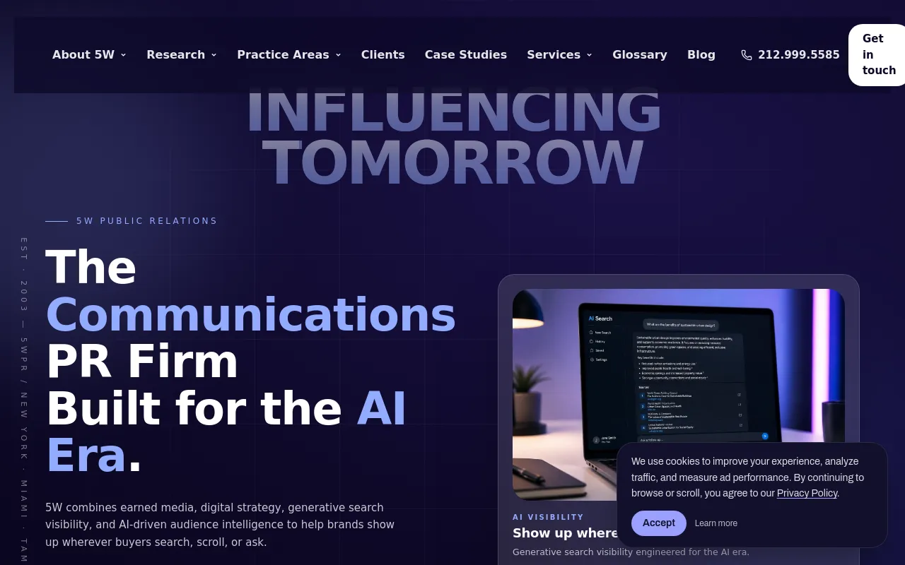 Screenshot of 5W Public Relations