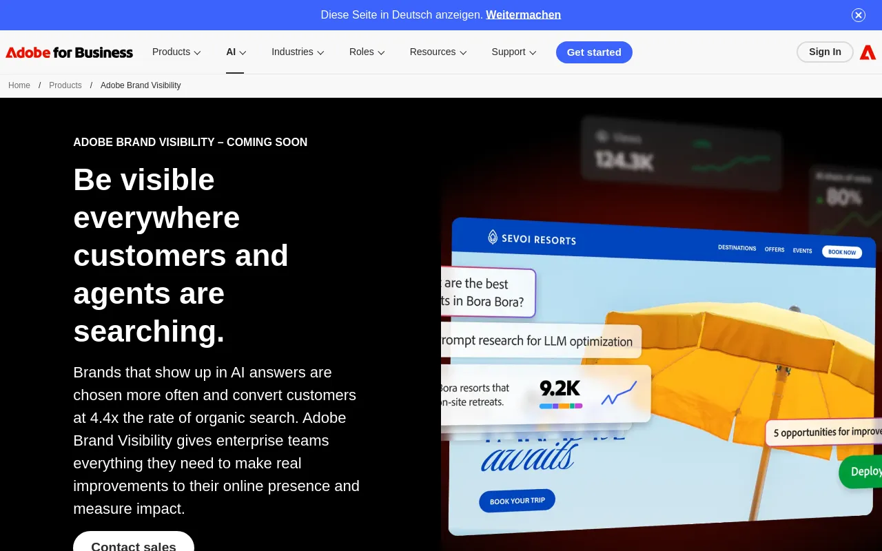 Screenshot of Adobe Brand Visibility