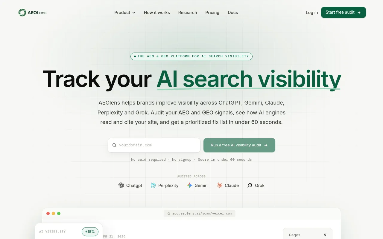 Screenshot of AEOlens
