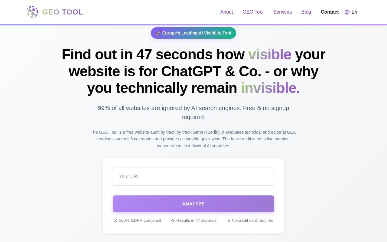 Screenshot of GEO Tool