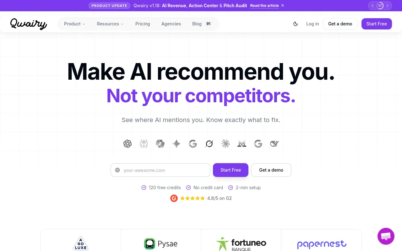 Screenshot of Qwairy